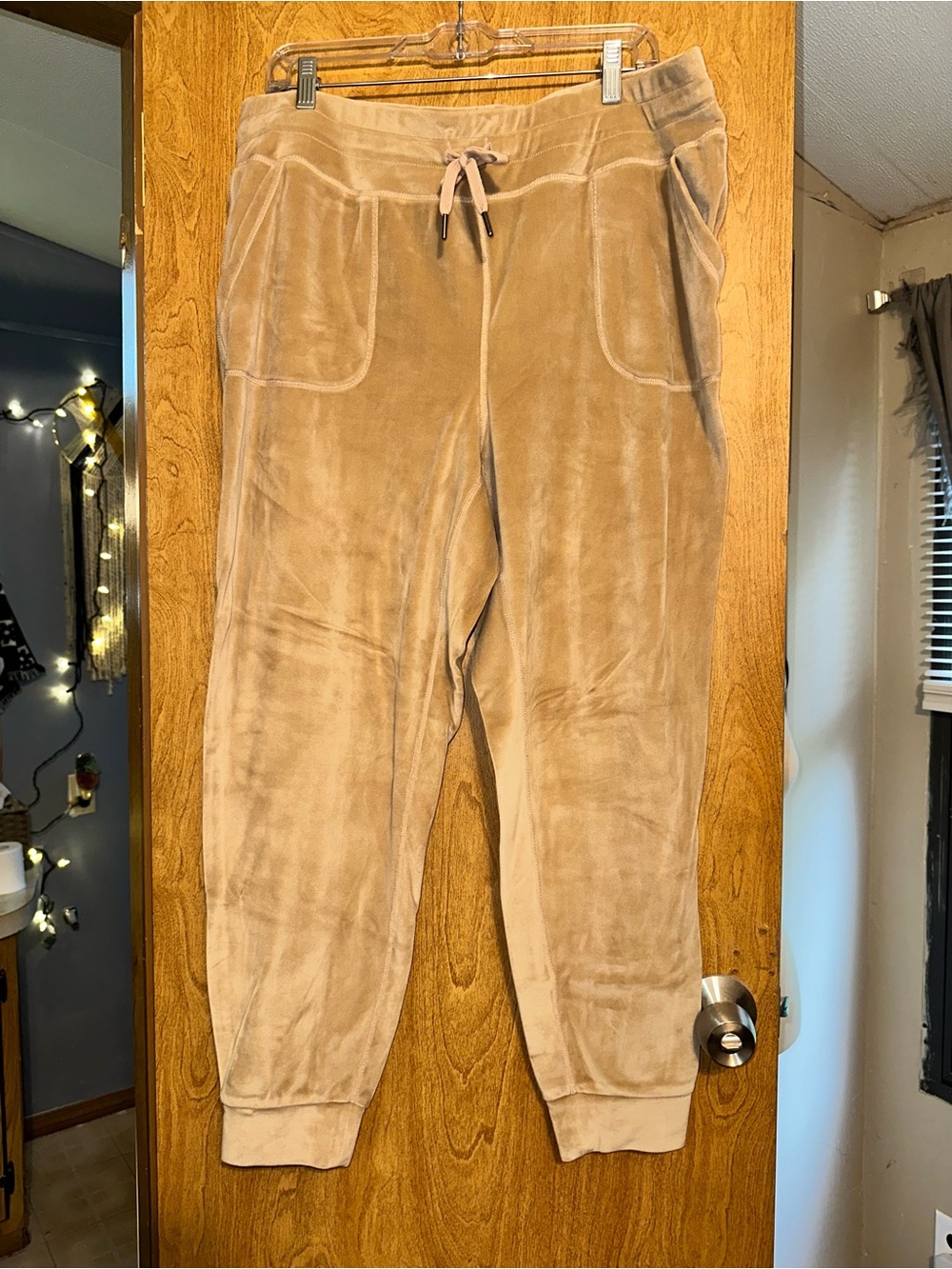 32 Degrees Beige Velour Jogger Pants